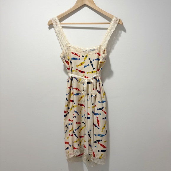 Betsey Johnson Vintage Y2K Candy Print 100% Silk Slip Dress Size 6 Babydoll - Picture 2 of 16